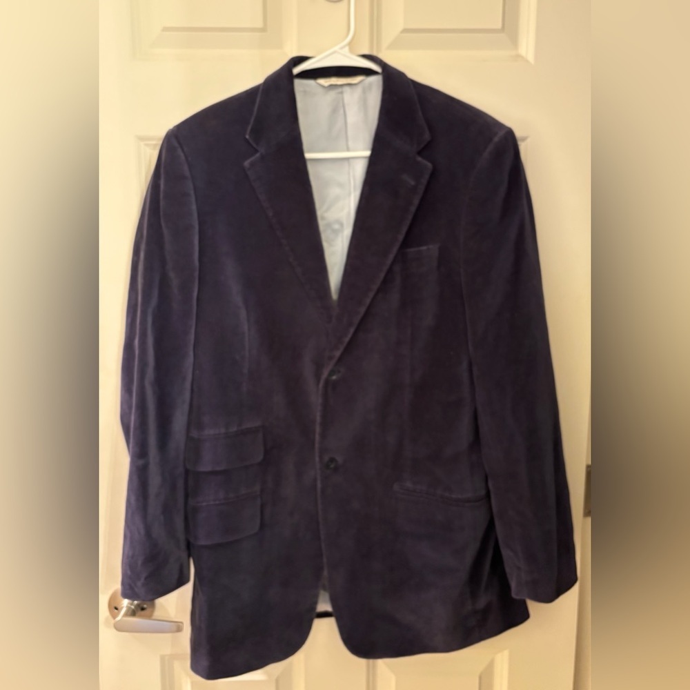 Perry Ellis Men’s Slim Fit Cotton Velvet Blazer in Navy, Size 38 Reg